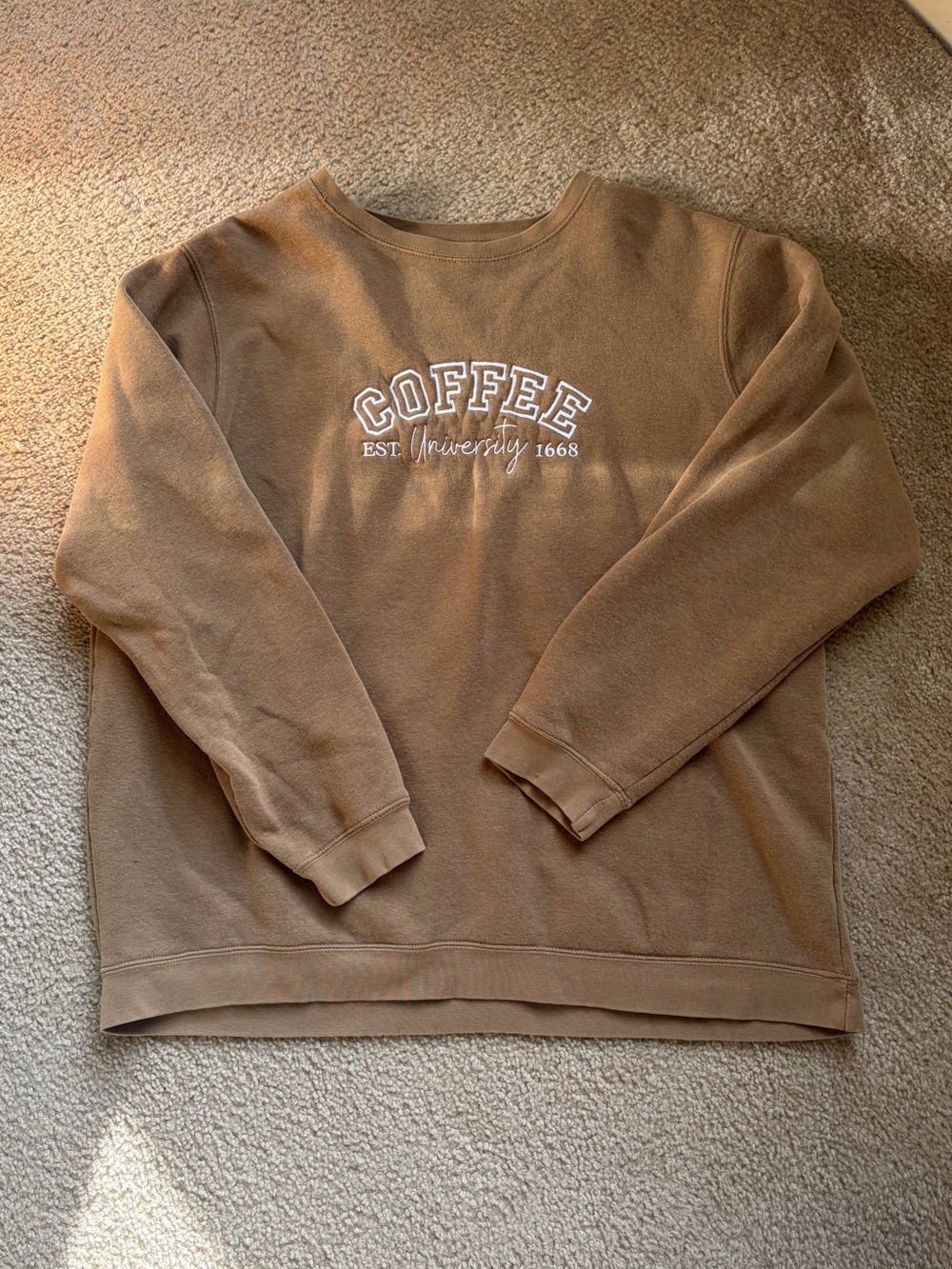 Coffee Graphic Brown Crewneck Sweater
